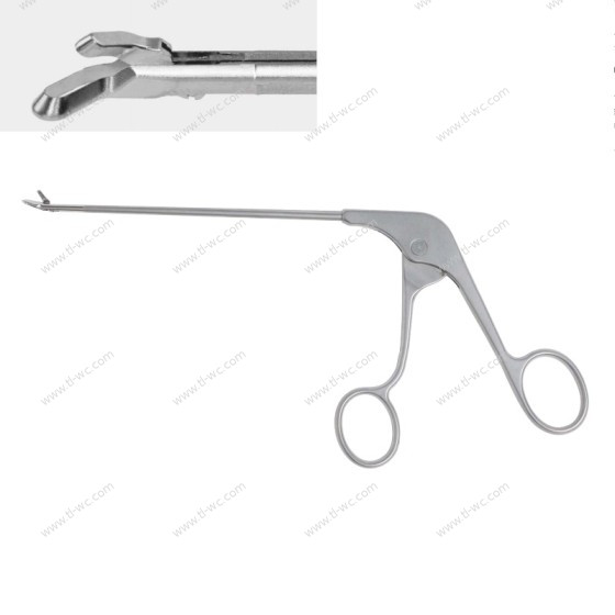 Artroscopia - diaframma stretta - pinze blu ad apertura stretta - pinze ad apertura sinistra che si rosicchiano e tagliano le pinze - curva sinistra - specifiche - 3,2 mm x 120mm